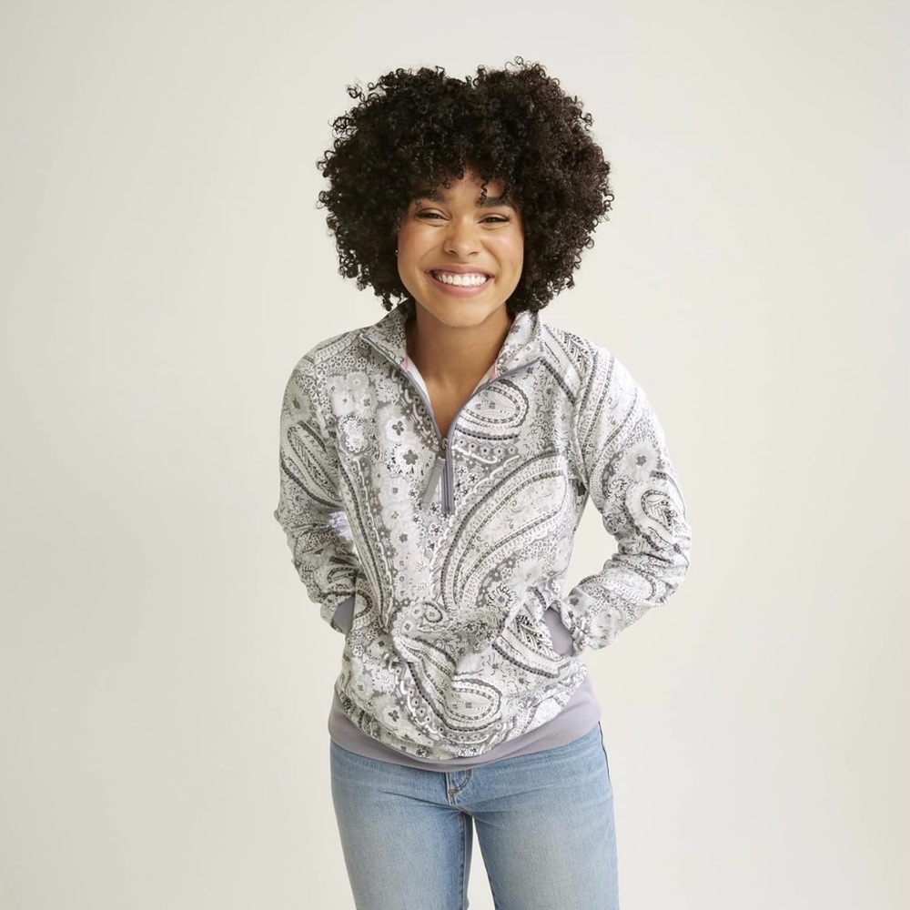 VERA BRADLEY French Terry Quarter-Zip Sweatshirt with Pockets - Picture 1 of 8